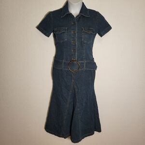 Metrostyle Petite Blue Denim Dress with Belt size 6 Petite